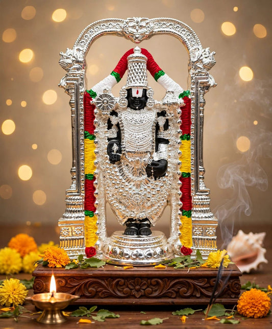 Lord Venkateswara / Tirupati Balaji Idol with Prabhavali Frame